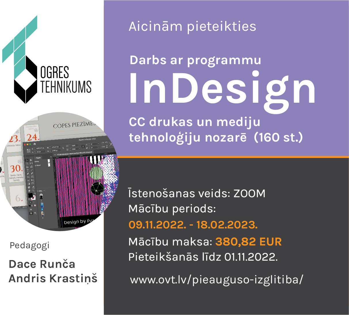 Darbs ar programmu InDesign CC drukas un mediju tehnoloģiju nozarē